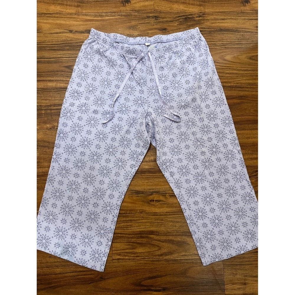 Croft & Barrow Pajama Lounge Pants Women's XL Lavender Blue Floral Cotton Blend